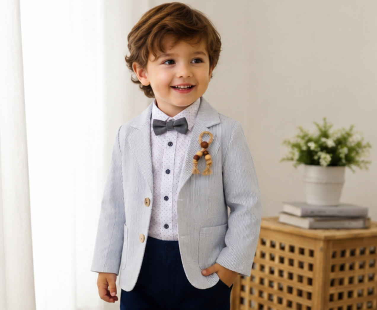 Luxury Boys Cotton Blazer Set | Boutique Formal Outfit