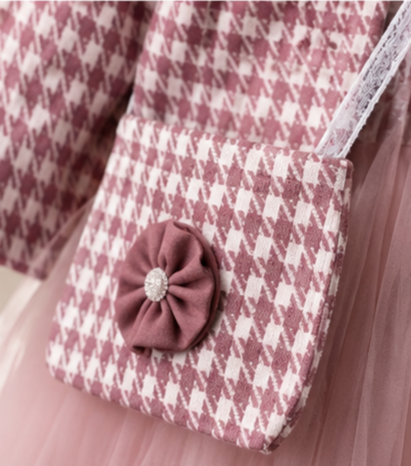 Luxury Girls Tweed & Tulle Dress Set with Purse | Boutique Collection