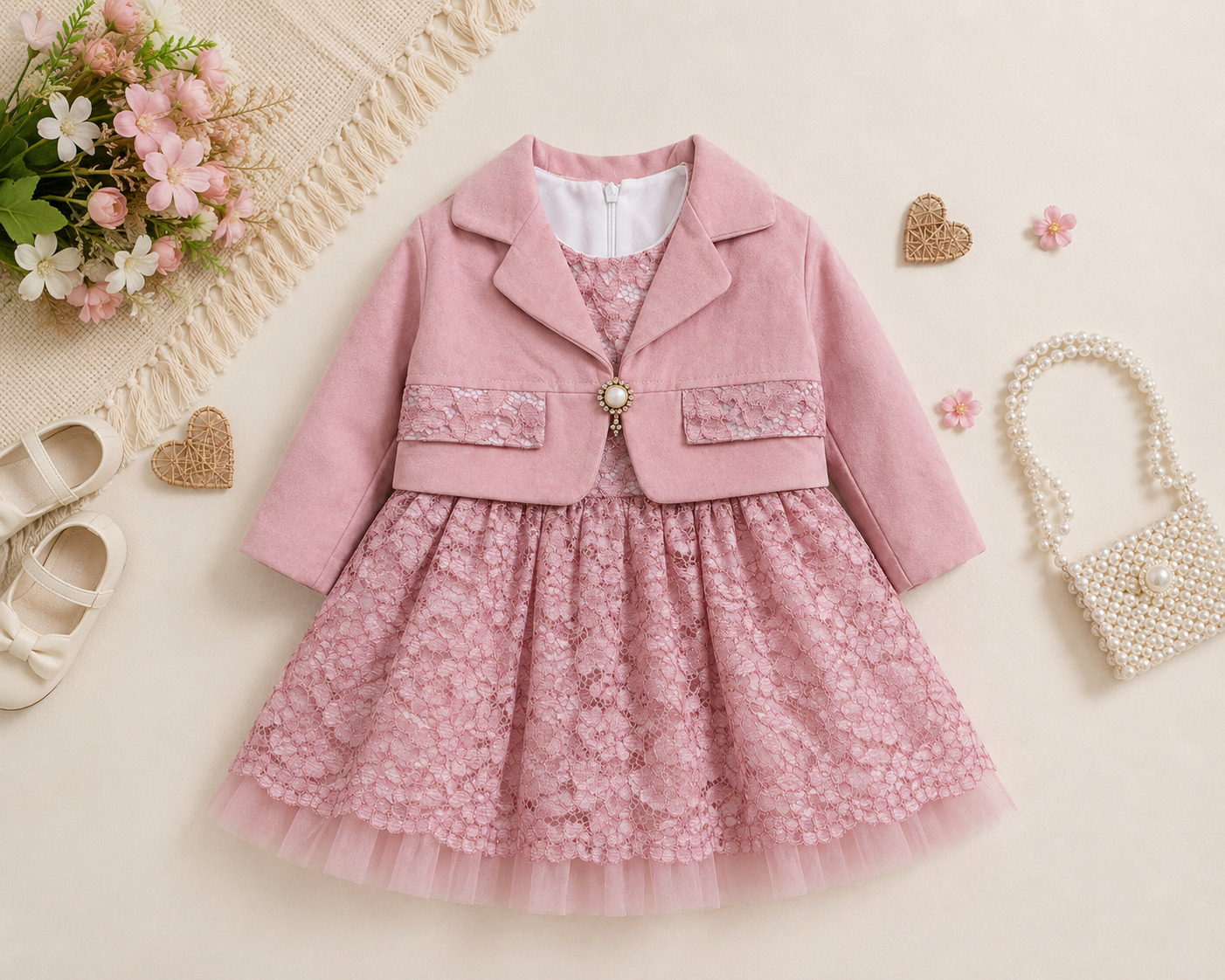 Girls Lace Party Dress with Matching Jacket