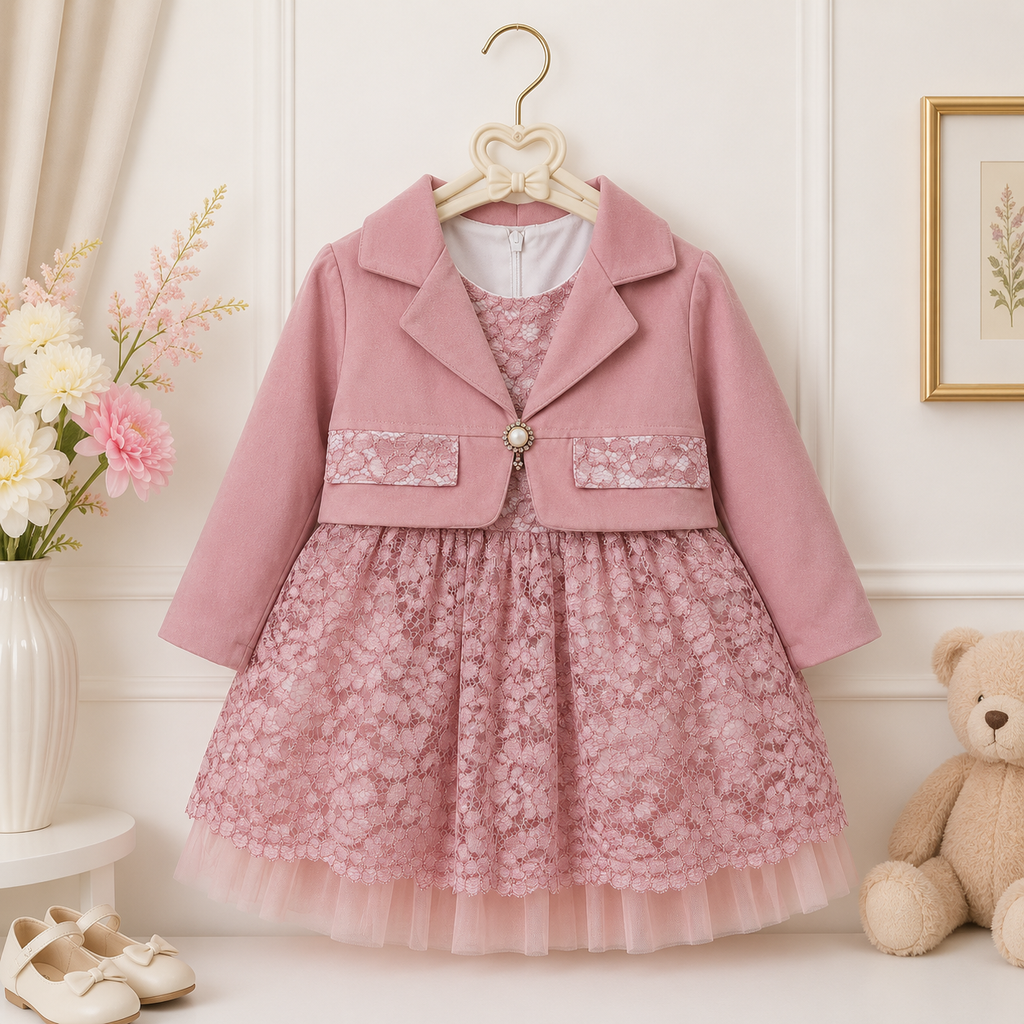 Girls Lace Party Dress with Matching Jacket