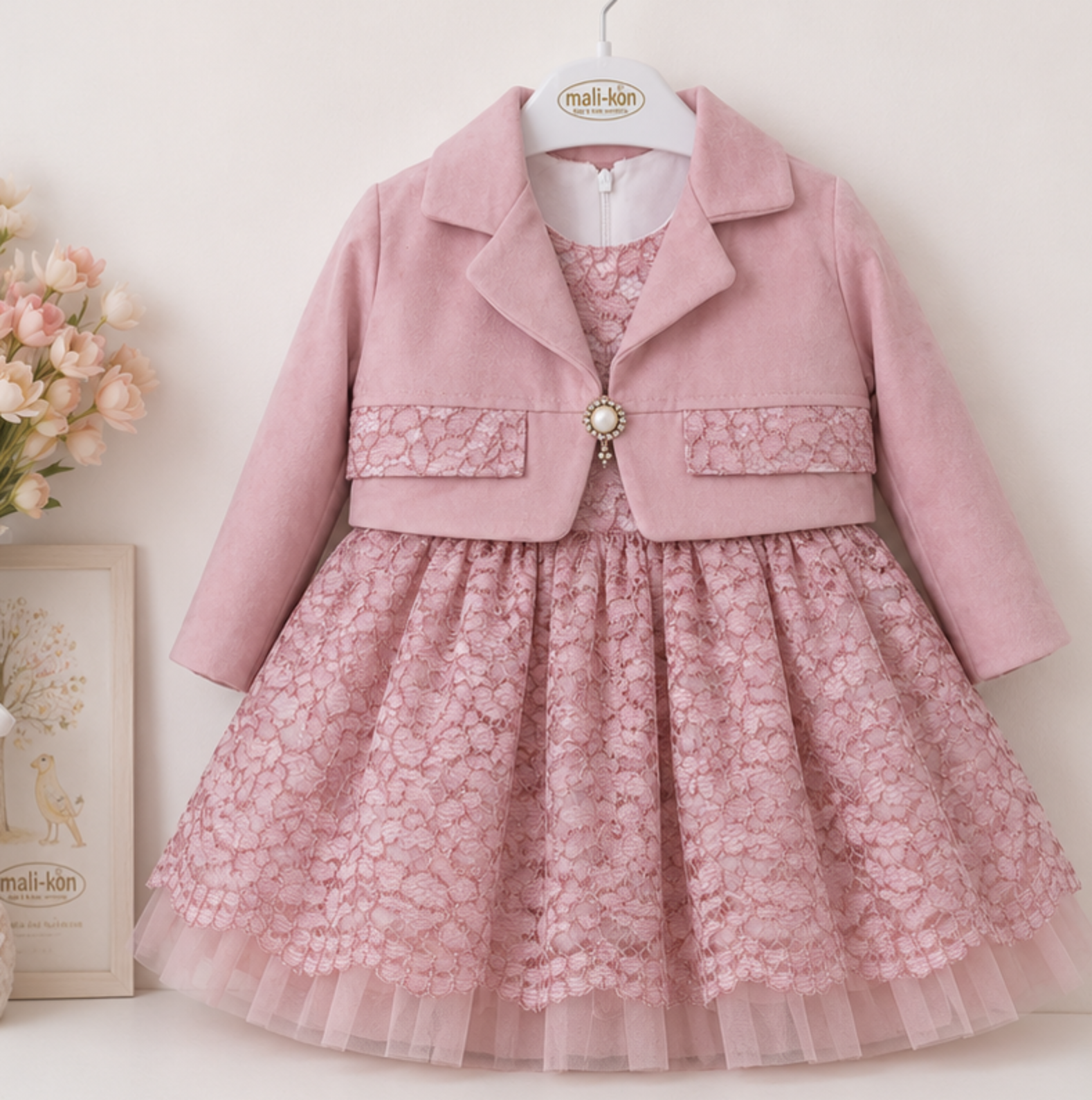 Girls Lace Party Dress with Matching Jacket