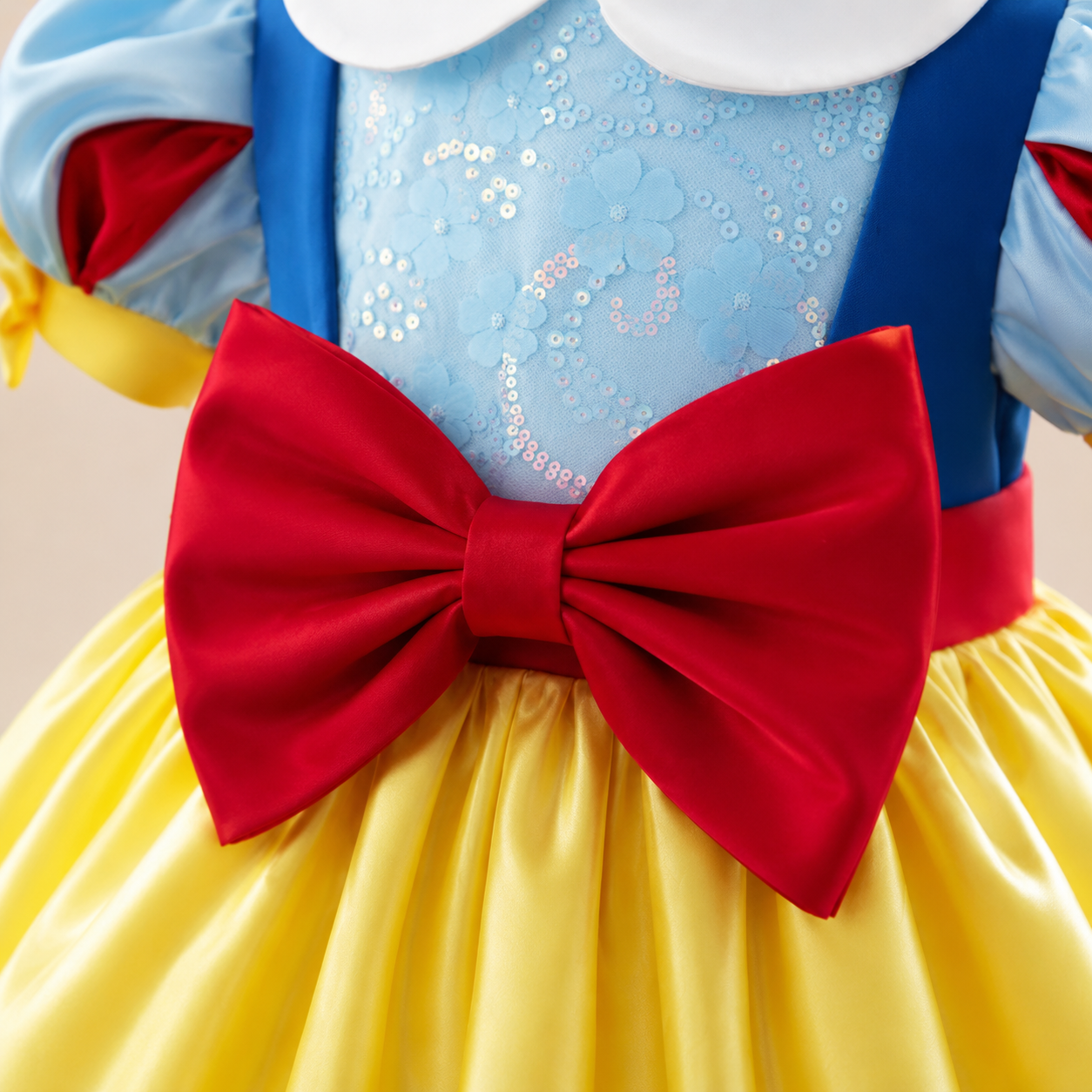 Mädchen Schneewittchen Prinzessin Kostüm-Kleid mit Haarband – Cosplay Partykleid, Gelb