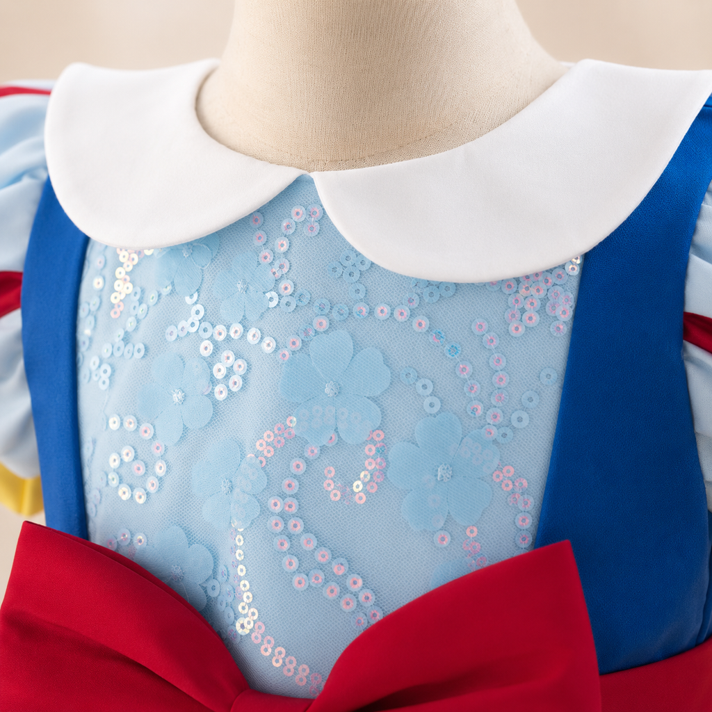 Mädchen Schneewittchen Prinzessin Kostüm-Kleid mit Haarband – Cosplay Partykleid, Gelb